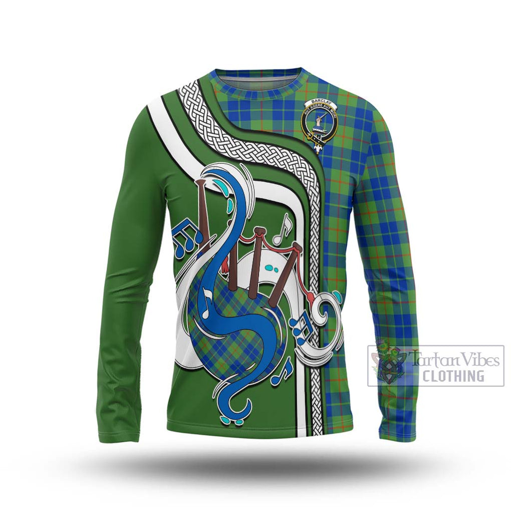 Tartan Vibes Clothing Barclay Hunting Ancient Tartan Long Sleeve T-Shirt with Epic Bagpipe Style