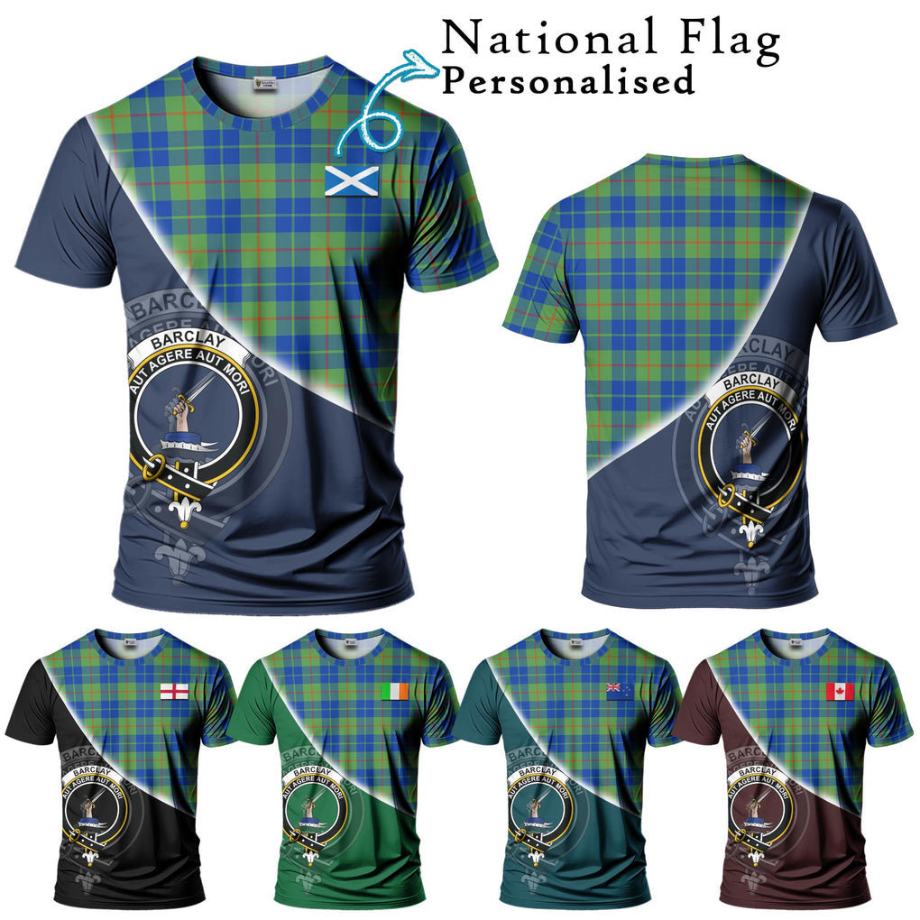 Barclay Hunting Ancient Tartan T-Shirt with Personalised National Flag and Family Crest Half Style Kid's Shirt - Tartanvibesclothing Shop