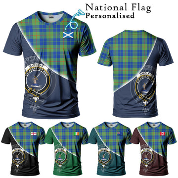 Barclay Hunting Ancient Tartan T-Shirt with Personalised National Flag and Family Crest Half Style