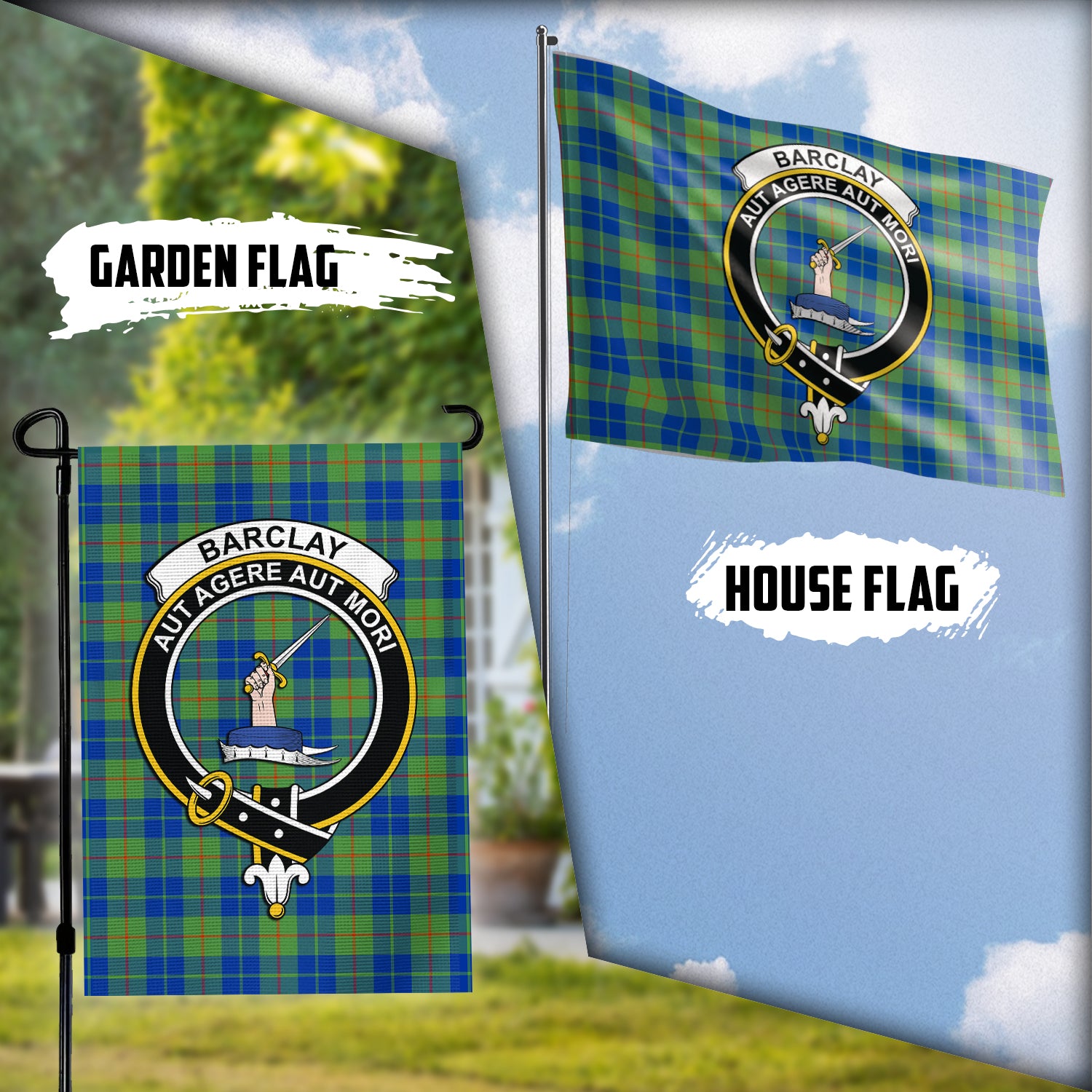 Barclay Hunting Ancient Tartan Flag with Family Crest Garden Flag (Vertical) - Tartan Vibes Clothing