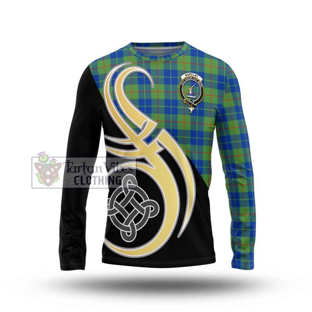 Barclay Hunting Ancient Tartan Long Sleeve T-Shirt with Family Crest and Celtic Symbol Style Unisex - Tartan Vibes Clothing