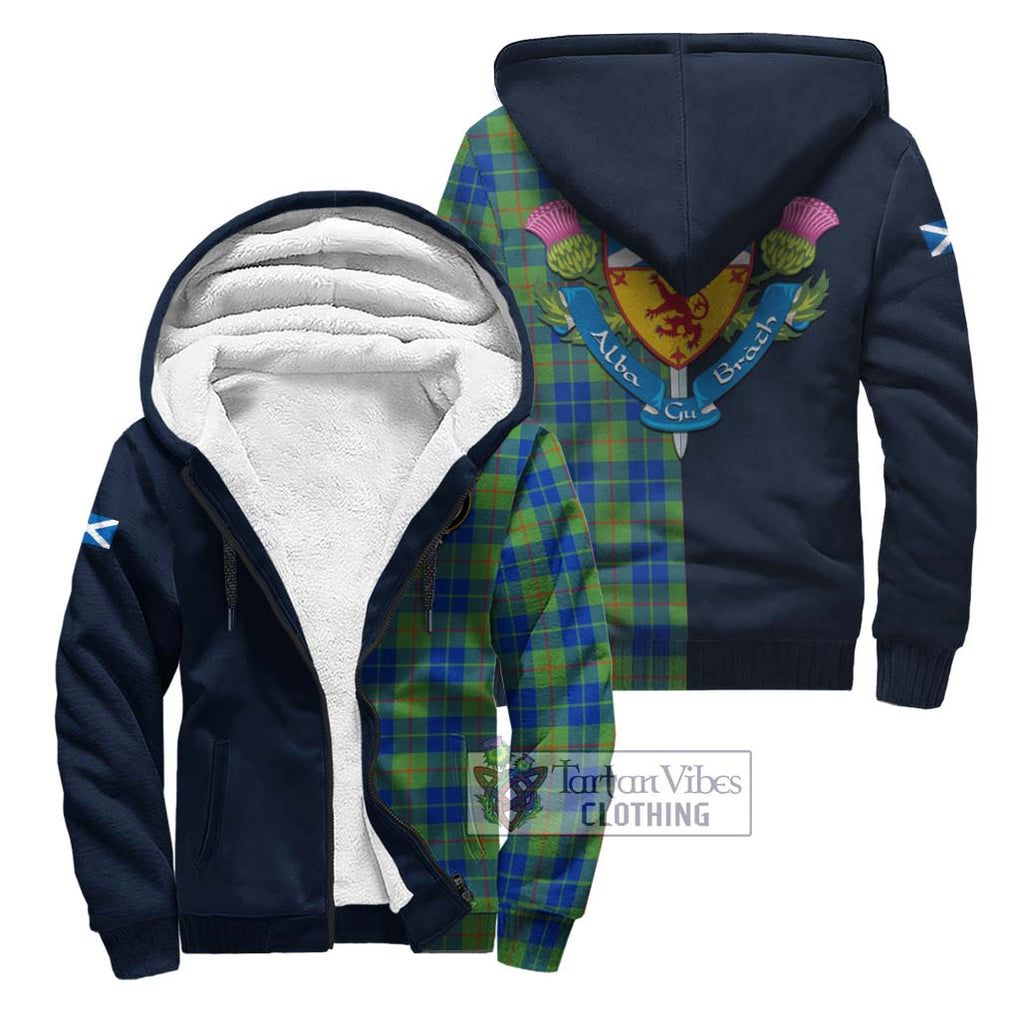 Tartan Vibes Clothing Barclay Hunting Ancient Tartan Sherpa Hoodie with Scottish Lion Royal Arm Half Style