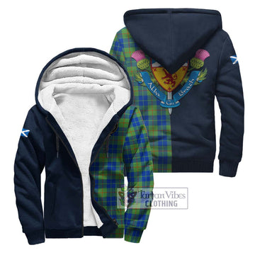 Barclay Hunting Ancient Tartan Sherpa Hoodie Alba with Scottish Lion Royal Arm Half Style