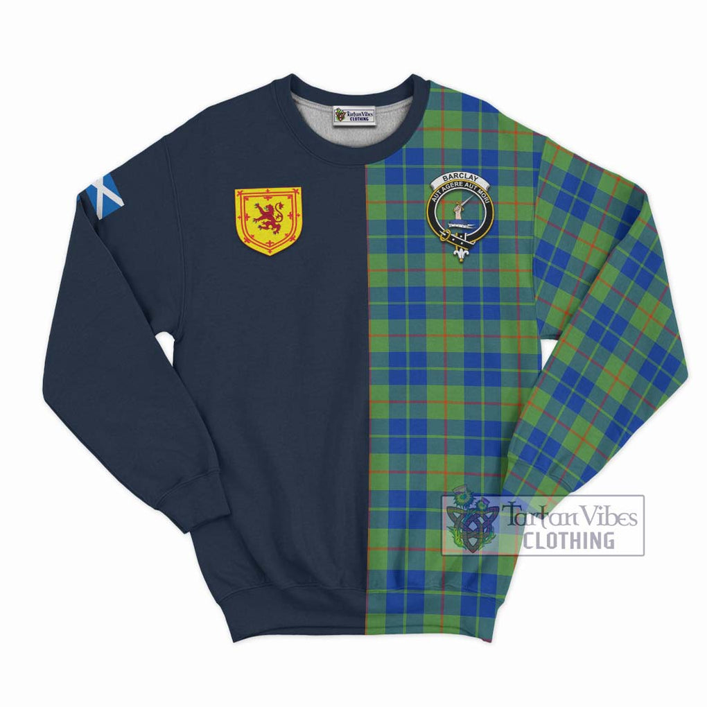 Tartan Vibes Clothing Barclay Hunting Ancient Tartan Sweatshirt with Scottish Lion Royal Arm Half Style