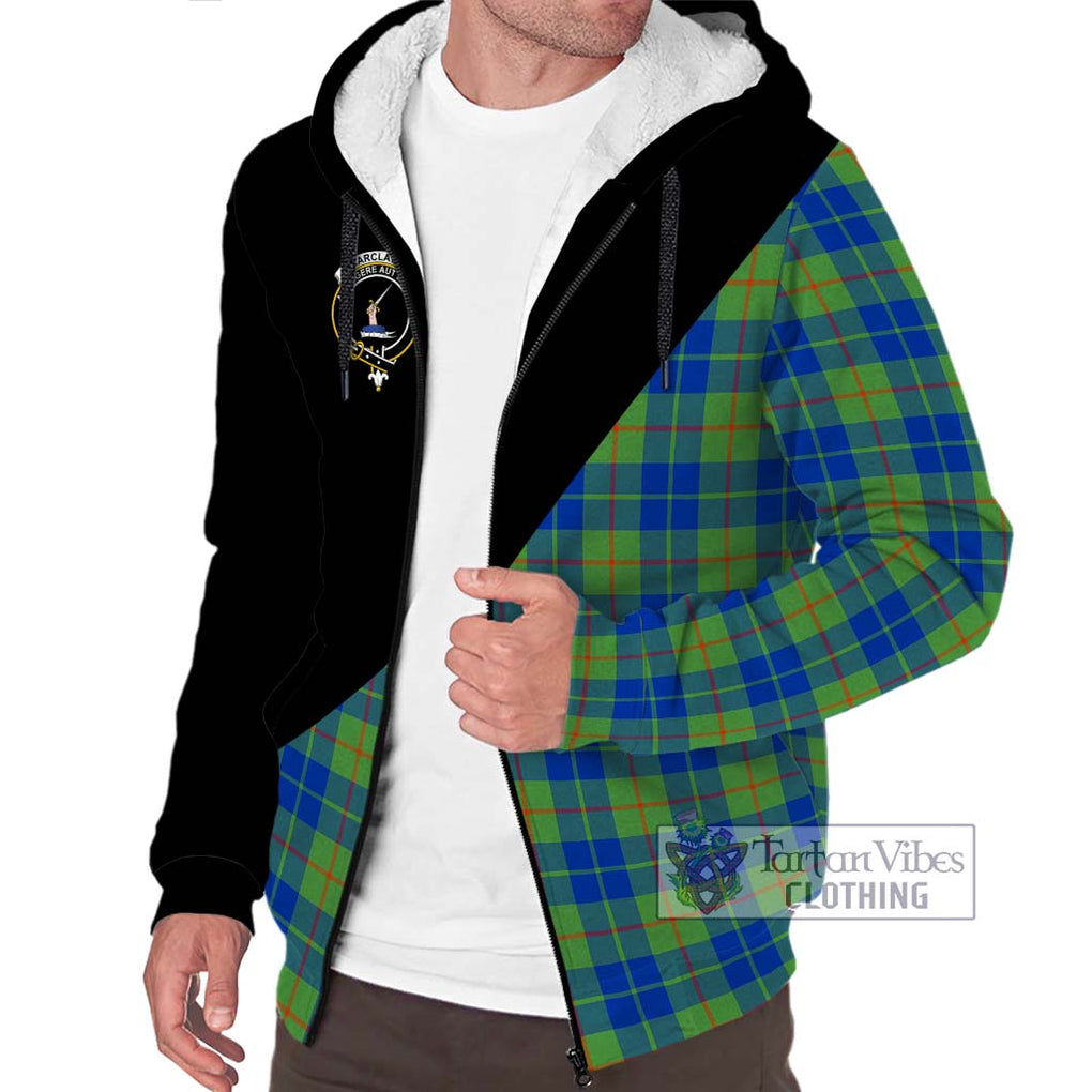 Barclay Hunting Ancient Tartan Sherpa Hoodie with Family Crest and Military Logo Style Unisex S - Tartanvibesclothing Shop