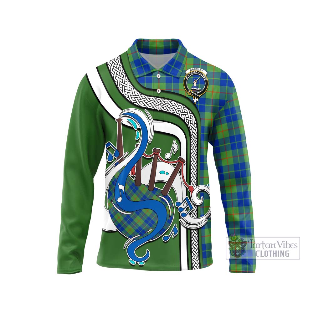 Tartan Vibes Clothing Barclay Hunting Ancient Tartan Long Sleeve Polo Shirt with Epic Bagpipe Style