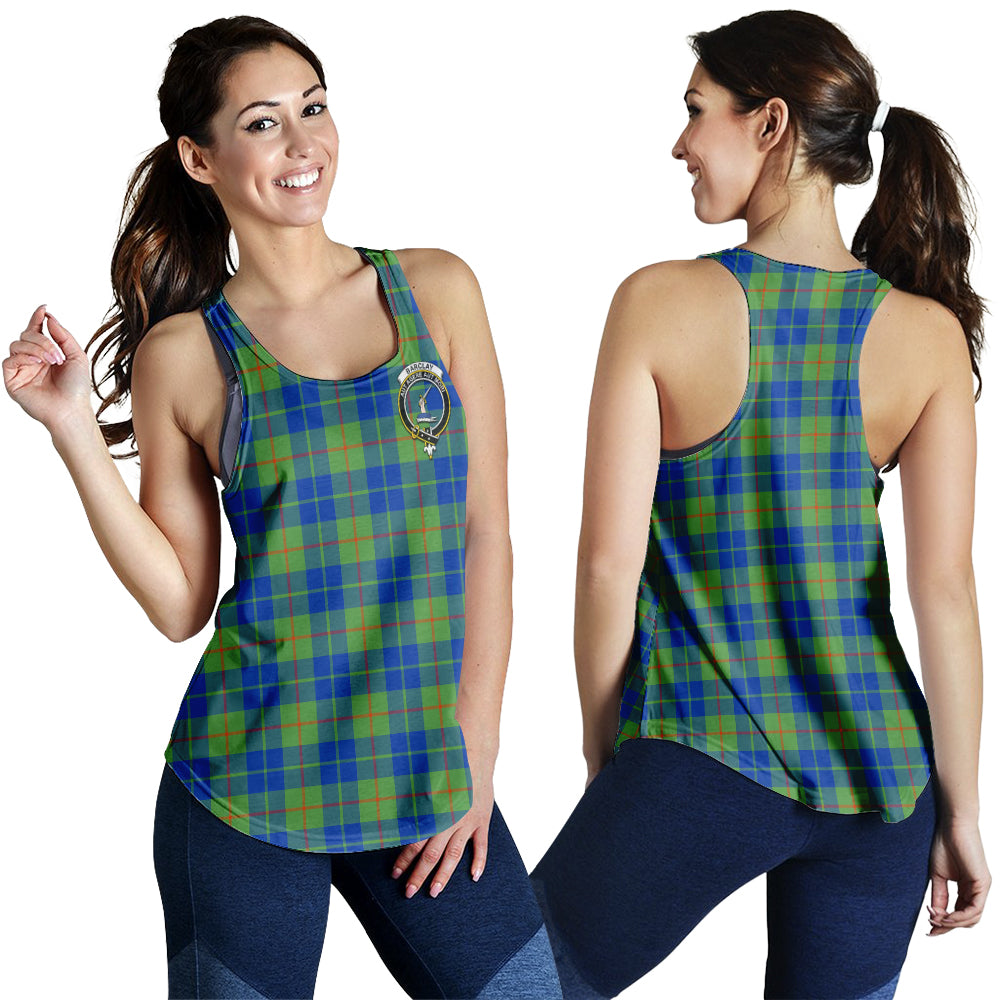 Barclay Hunting Ancient Tartan Women Racerback Tanks with Family Crest - Tartanvibesclothing