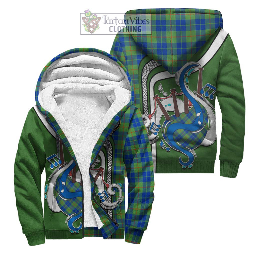 Barclay Hunting Ancient Tartan Sherpa Hoodie with Epic Bagpipe Style Unisex S - Tartanvibesclothing Shop