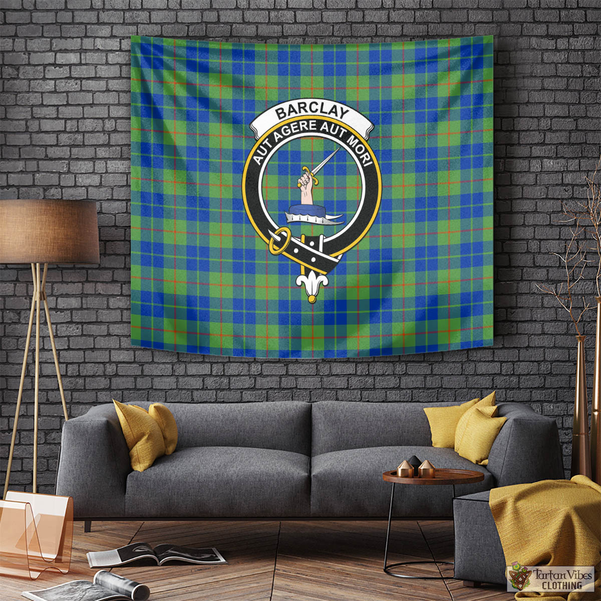 Tartan Vibes Clothing Barclay Hunting Ancient Tartan Tapestry Wall Hanging and Home Decor for Room with Family Crest