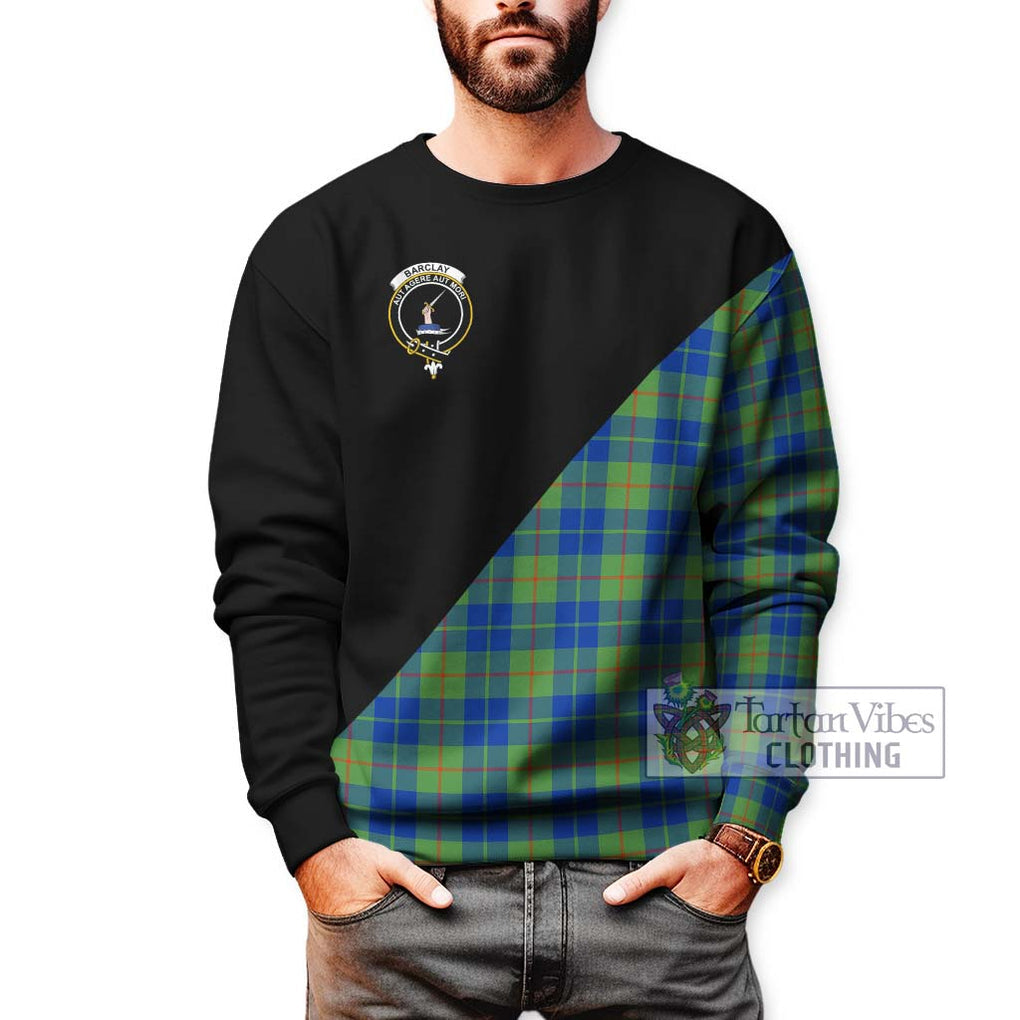 Barclay Hunting Ancient Tartan Sweatshirt with Family Crest and Military Logo Style Unisex - Tartanvibesclothing Shop