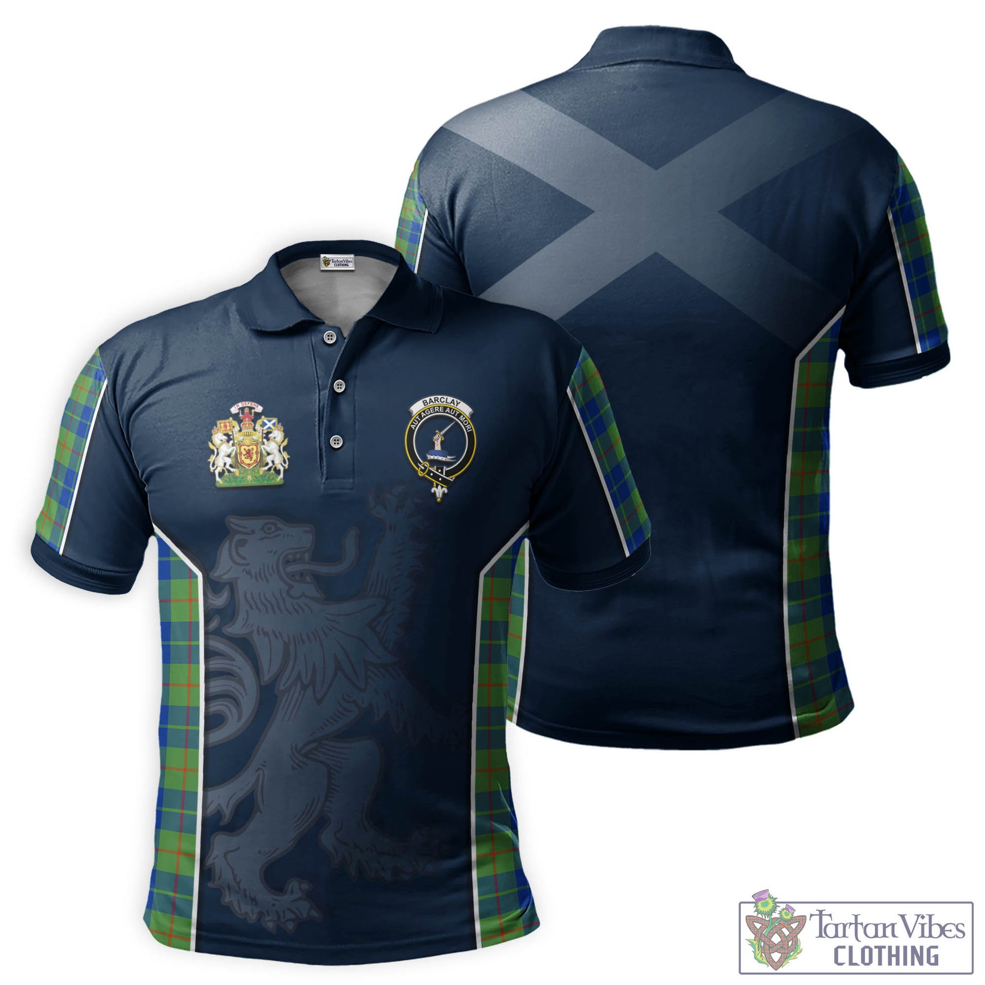 Tartan Vibes Clothing Barclay Hunting Ancient Tartan Men's Polo Shirt with Family Crest and Lion Rampant Vibes Sport Style