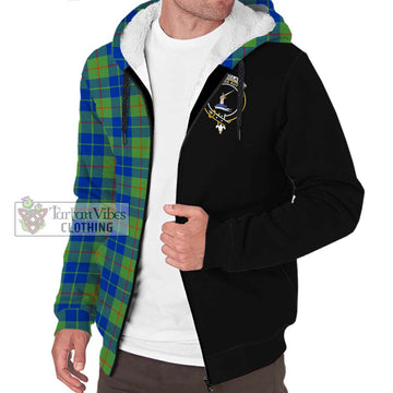 Barclay Hunting Ancient Tartan Sherpa Hoodie with Family Crest and Half Of Me Style