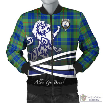 Barclay Hunting Ancient Tartan Bomber Jacket with Alba Gu Brath Regal Lion Emblem