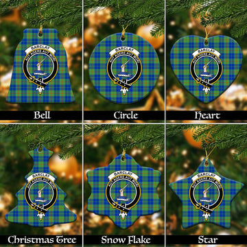 Barclay Hunting Ancient Tartan Christmas Ceramic Ornaments with Family Crest