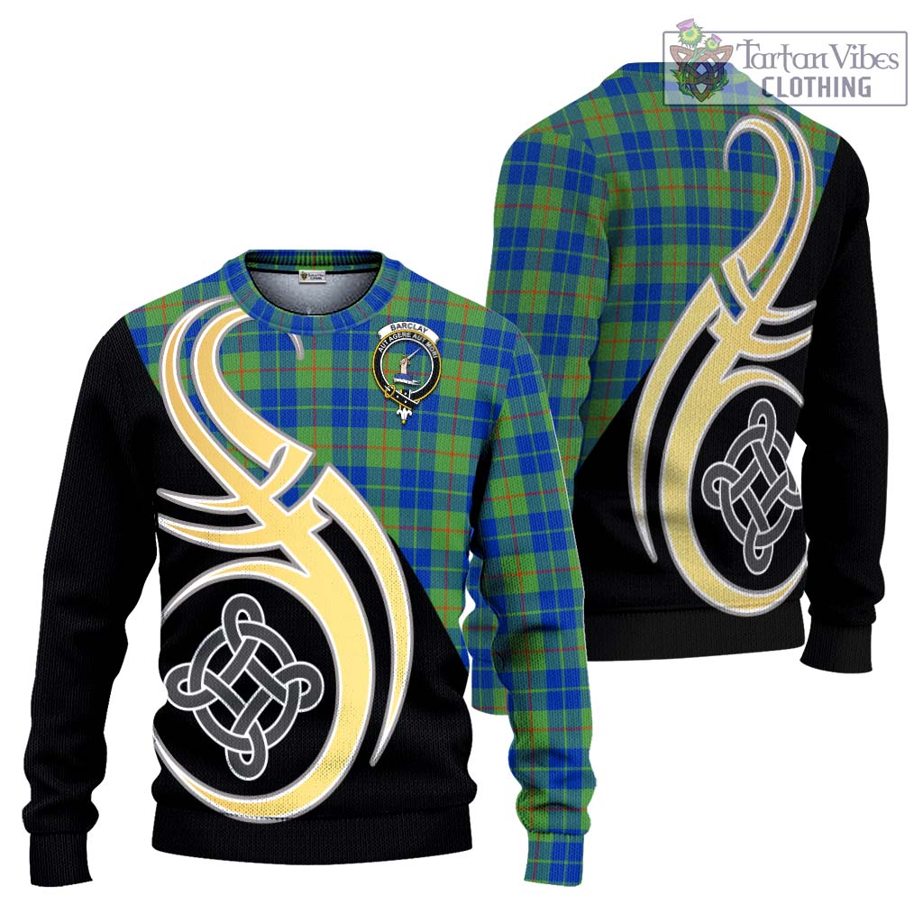 Barclay Hunting Ancient Tartan Knitted Sweater with Family Crest and Celtic Symbol Style Unisex - Tartan Vibes Clothing