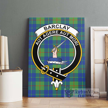 Barclay Hunting Ancient Tartan Canvas Print Wall Art with Family Crest