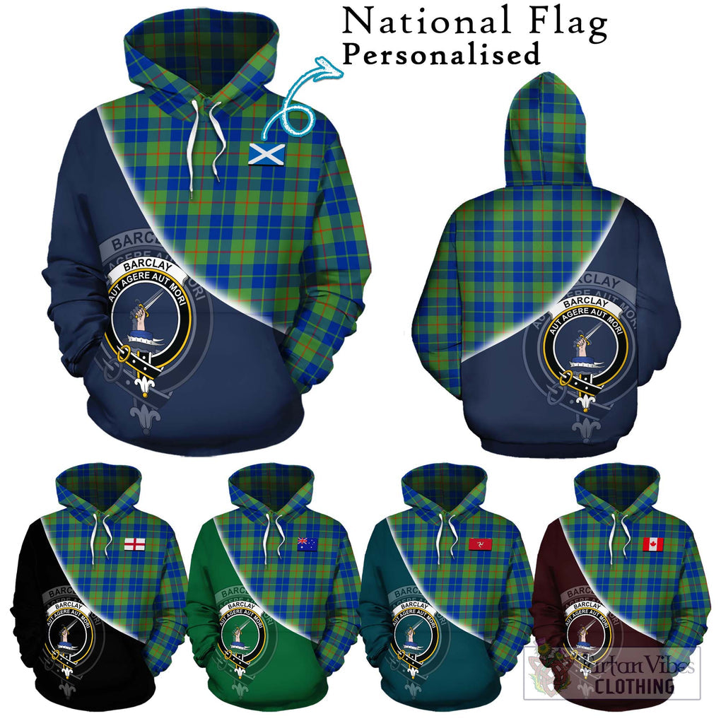 Barclay Hunting Ancient Tartan Hoodie with Personalised National Flag and Family Crest Half Style Zip Hoodie - Tartanvibesclothing Shop