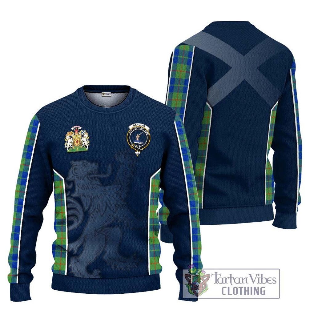 Barclay Hunting Ancient Tartan Knitted Sweater with Family Crest and Lion Rampant Vibes Sport Style Unisex - Tartan Vibes Clothing