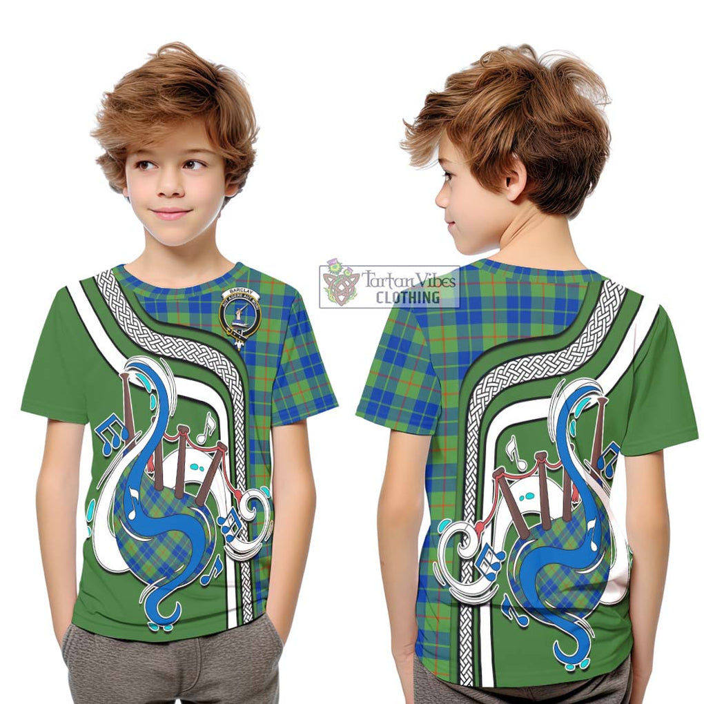 Tartan Vibes Clothing Barclay Hunting Ancient Tartan Kid T-Shirt with Epic Bagpipe Style