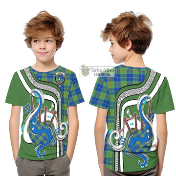 Barclay Hunting Ancient Tartan Kid T-Shirt with Epic Bagpipe Style