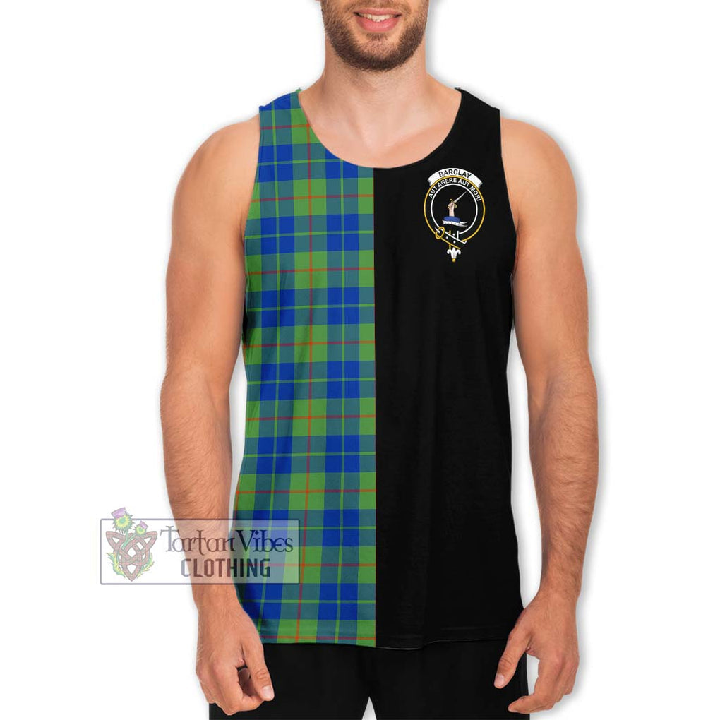 Barclay Hunting Ancient Tartan Men's Tank Top with Family Crest and Half Of Me Style Men - Tartanvibesclothing Shop