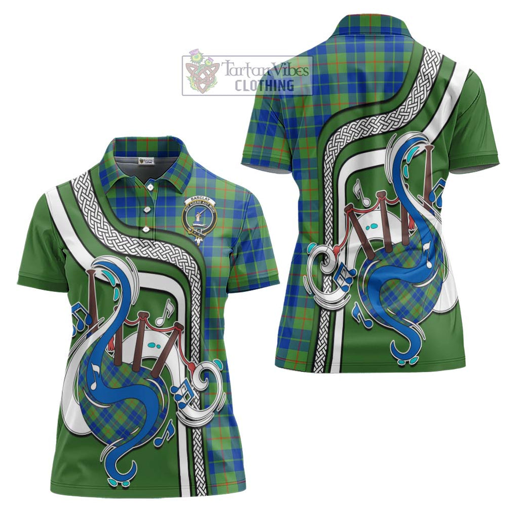 Barclay Hunting Ancient Tartan Women's Polo Shirt with Epic Bagpipe Style Women - Tartanvibesclothing Shop