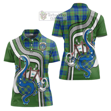 Barclay Hunting Ancient Tartan Women's Polo Shirt with Epic Bagpipe Style