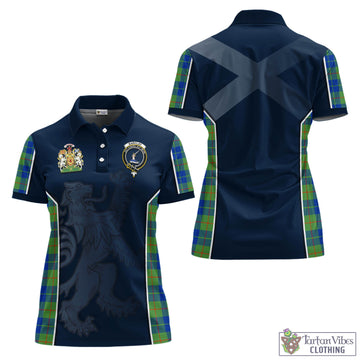 Barclay Hunting Ancient Tartan Women's Polo Shirt with Family Crest and Lion Rampant Vibes Sport Style