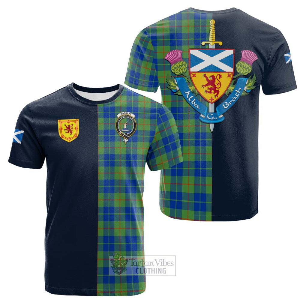 Tartan Vibes Clothing Barclay Hunting Ancient Tartan Cotton T-shirt with Scottish Lion Royal Arm Half Style