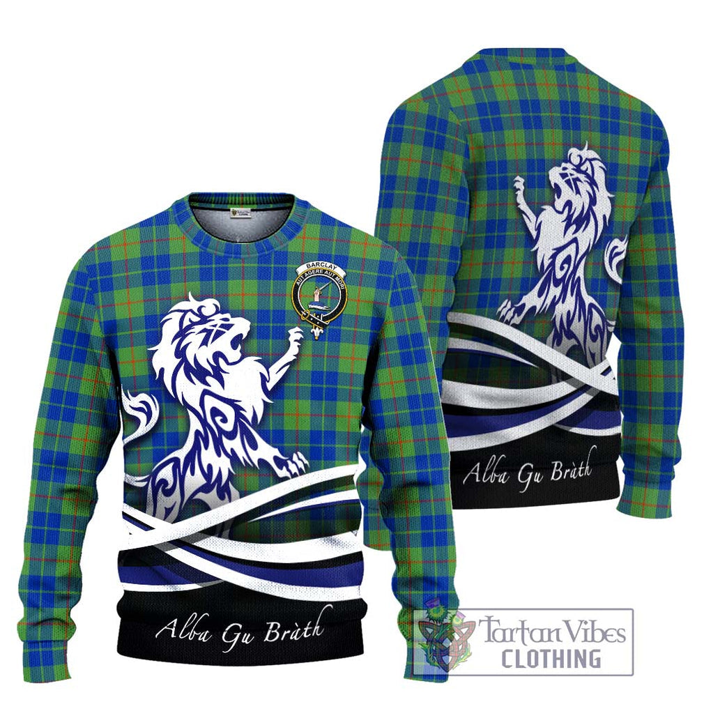 Barclay Hunting Ancient Tartan Knitted Sweater with Alba Gu Brath Regal Lion Emblem Unisex - Tartanvibesclothing Shop