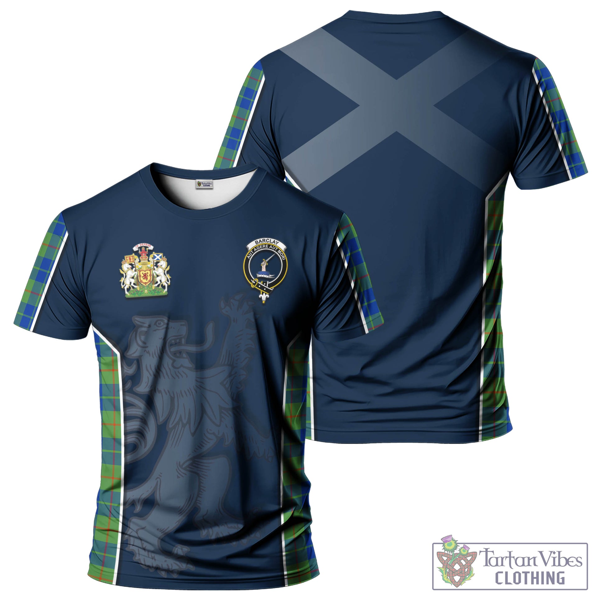 Tartan Vibes Clothing Barclay Hunting Ancient Tartan T-Shirt with Family Crest and Lion Rampant Vibes Sport Style