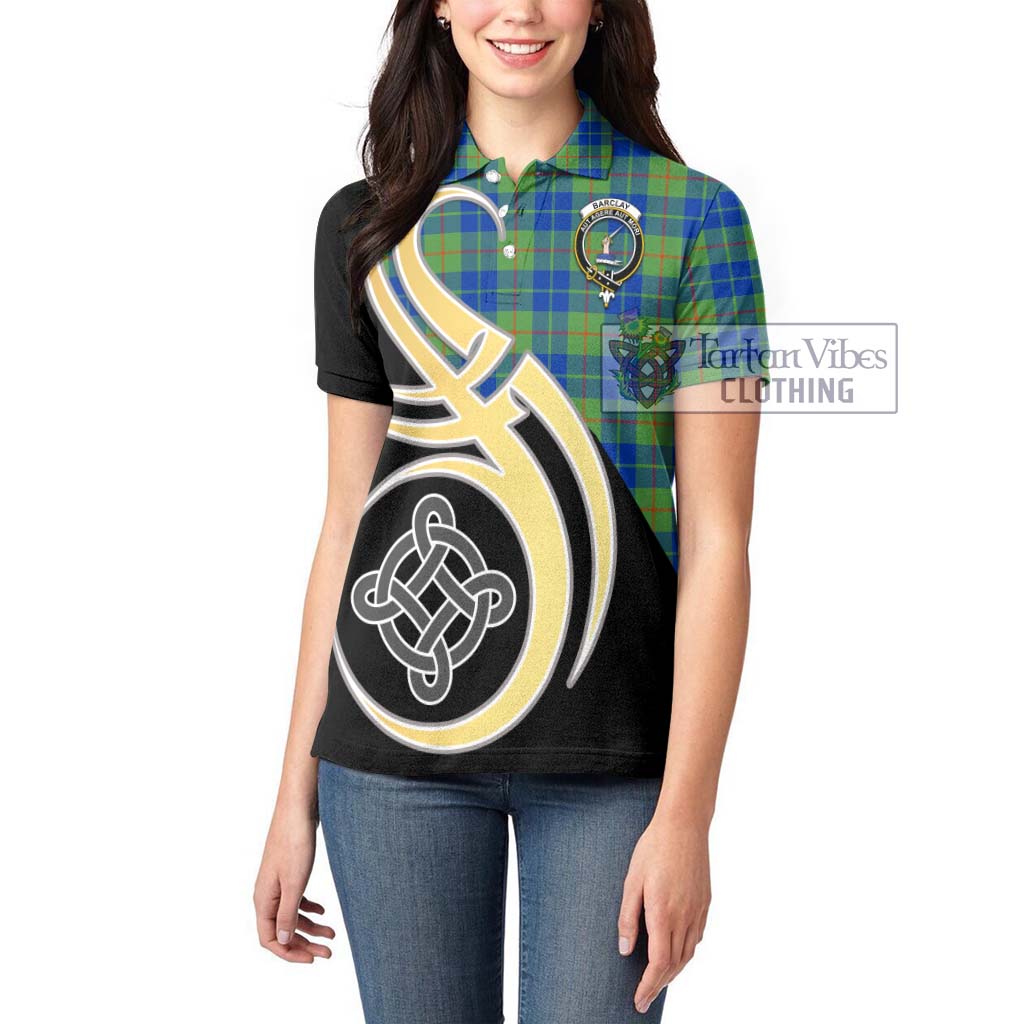 Barclay Hunting Ancient Tartan Women's Polo Shirt with Family Crest and Celtic Symbol Style Women - Tartan Vibes Clothing