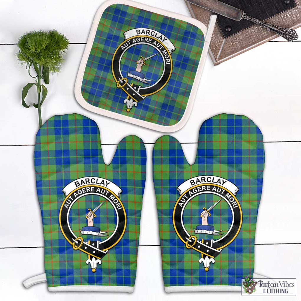 Barclay Hunting Ancient Tartan Combo Oven Mitt & Pot-Holder with Family Crest Combo 1 Oven Mitt & 1 Pot-Holder White - Tartan Vibes Clothing