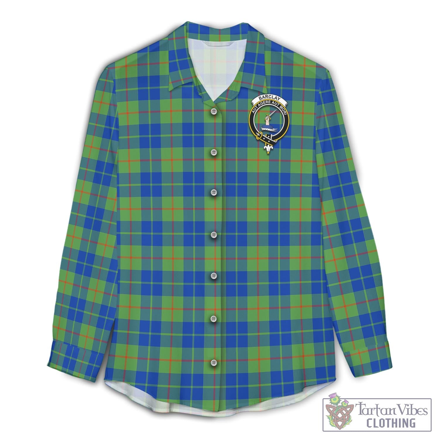 Tartan Vibes Clothing Barclay Hunting Ancient Tartan Womens Casual Shirt with Family Crest