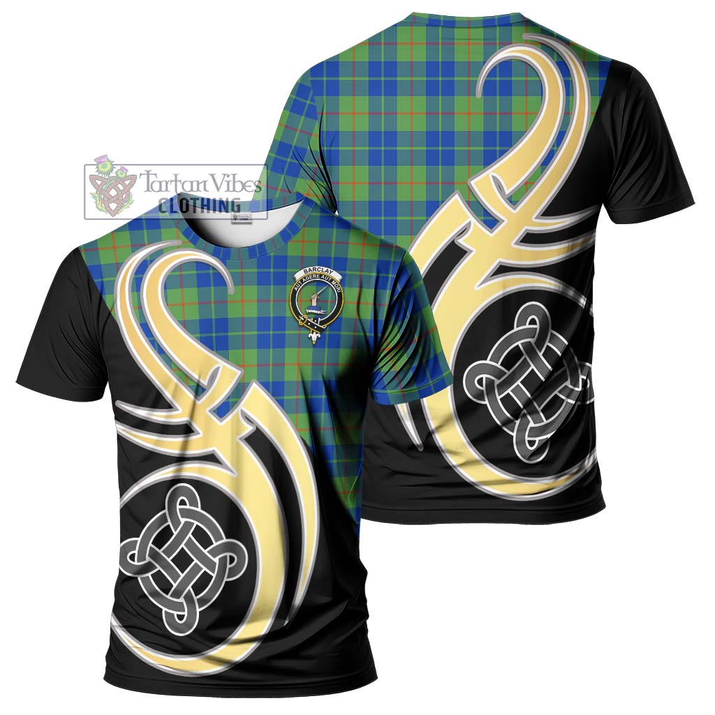 Tartan Vibes Clothing Barclay Hunting Ancient Tartan T-Shirt with Family Crest and Celtic Symbol Style