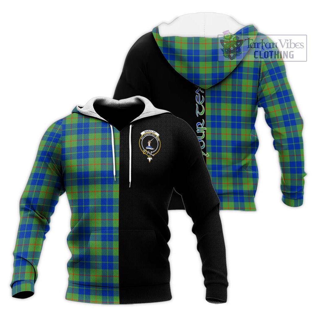 Barclay Hunting Ancient Tartan Knitted Hoodie with Family Crest and Half Of Me Style Unisex Knitted Pullover Hoodie - Tartanvibesclothing Shop