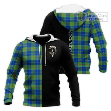 Barclay Hunting Ancient Tartan Knitted Hoodie with Family Crest and Half Of Me Style