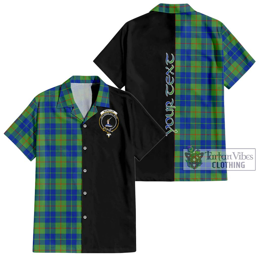 Barclay Hunting Ancient Tartan Short Sleeve Button Shirt with Family Crest and Half Of Me Style Kid - Tartanvibesclothing Shop