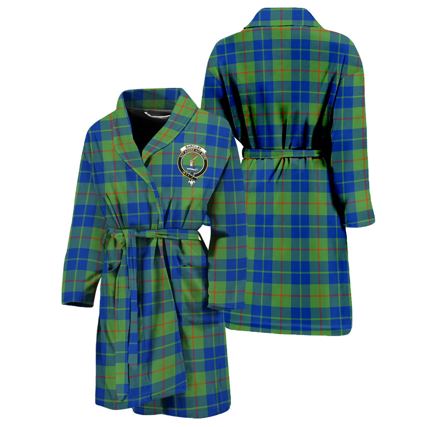 Barclay Hunting Ancient Tartan Bathrobe with Family Crest Unisex S - Tartan Vibes Clothing