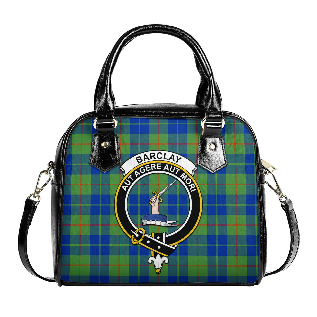 Barclay Hunting Ancient Tartan Shoulder Handbags with Family Crest One Size 6*25*22 cm - Tartanvibesclothing