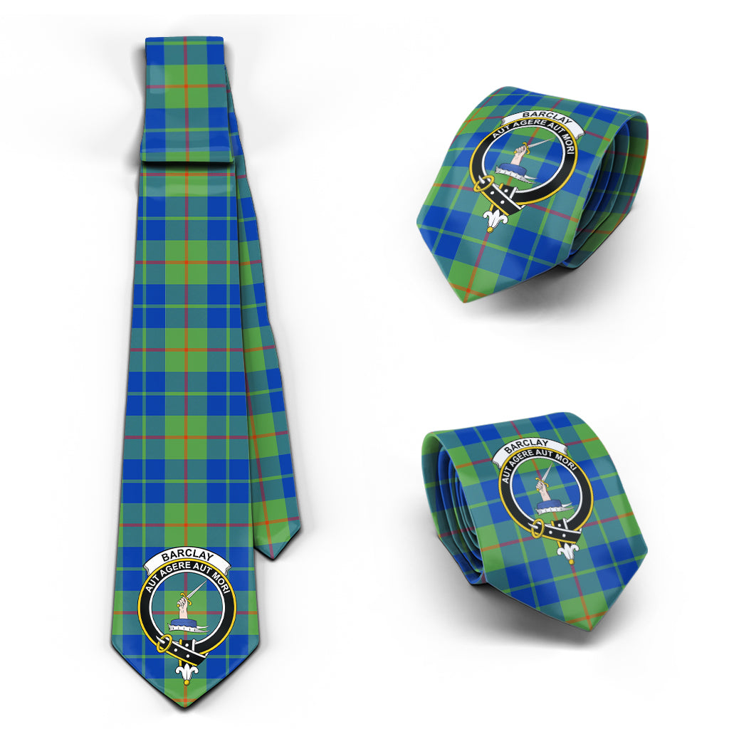 Barclay Hunting Ancient Tartan Classic Necktie with Family Crest Necktie One Size - Tartan Vibes Clothing