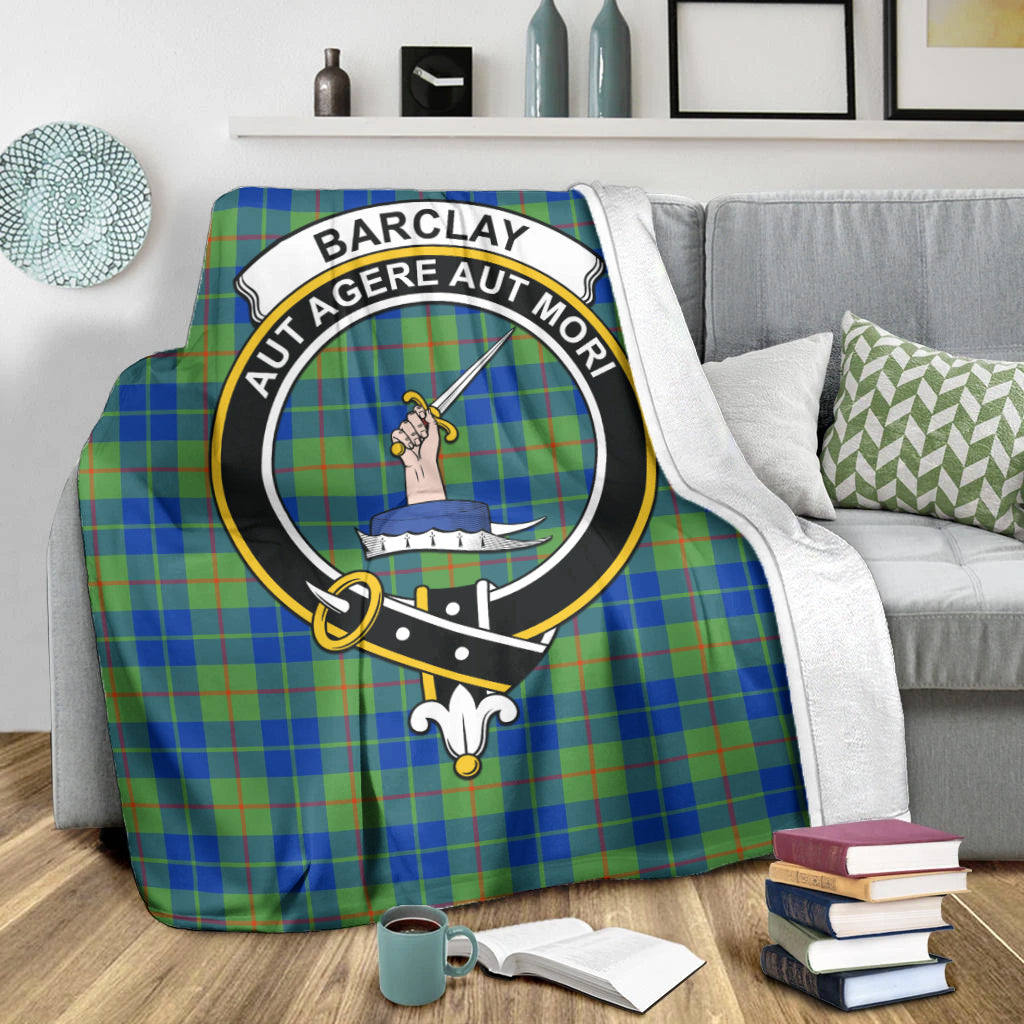 Barclay Hunting Ancient Tartan Blanket with Family Crest - Tartanvibesclothing