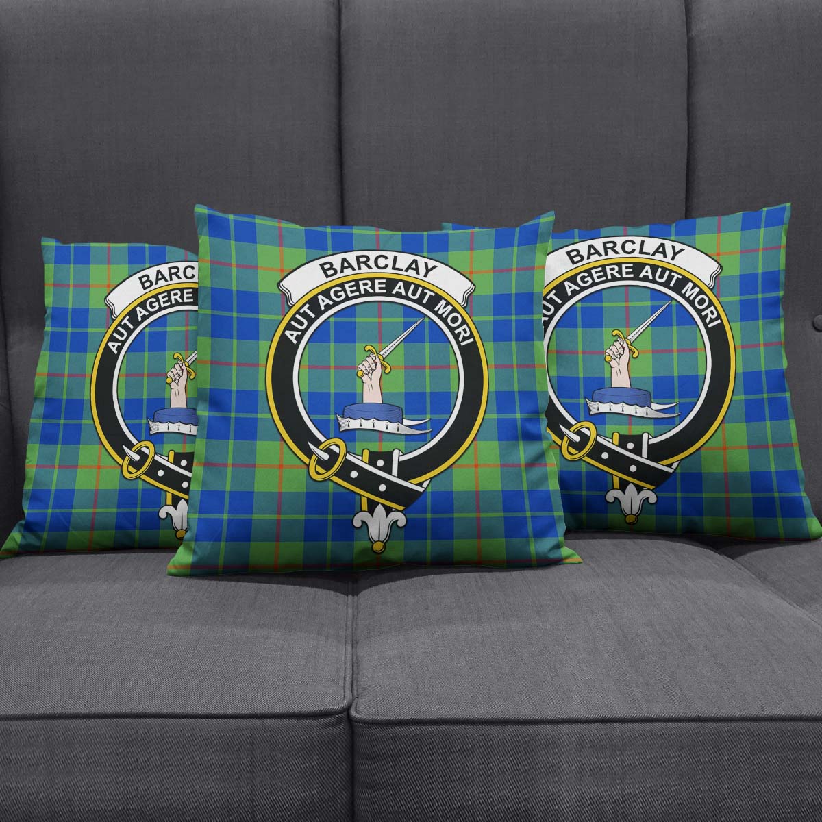 Barclay Hunting Ancient Tartan Pillow Cover with Family Crest Square Pillow Cover - Tartanvibesclothing