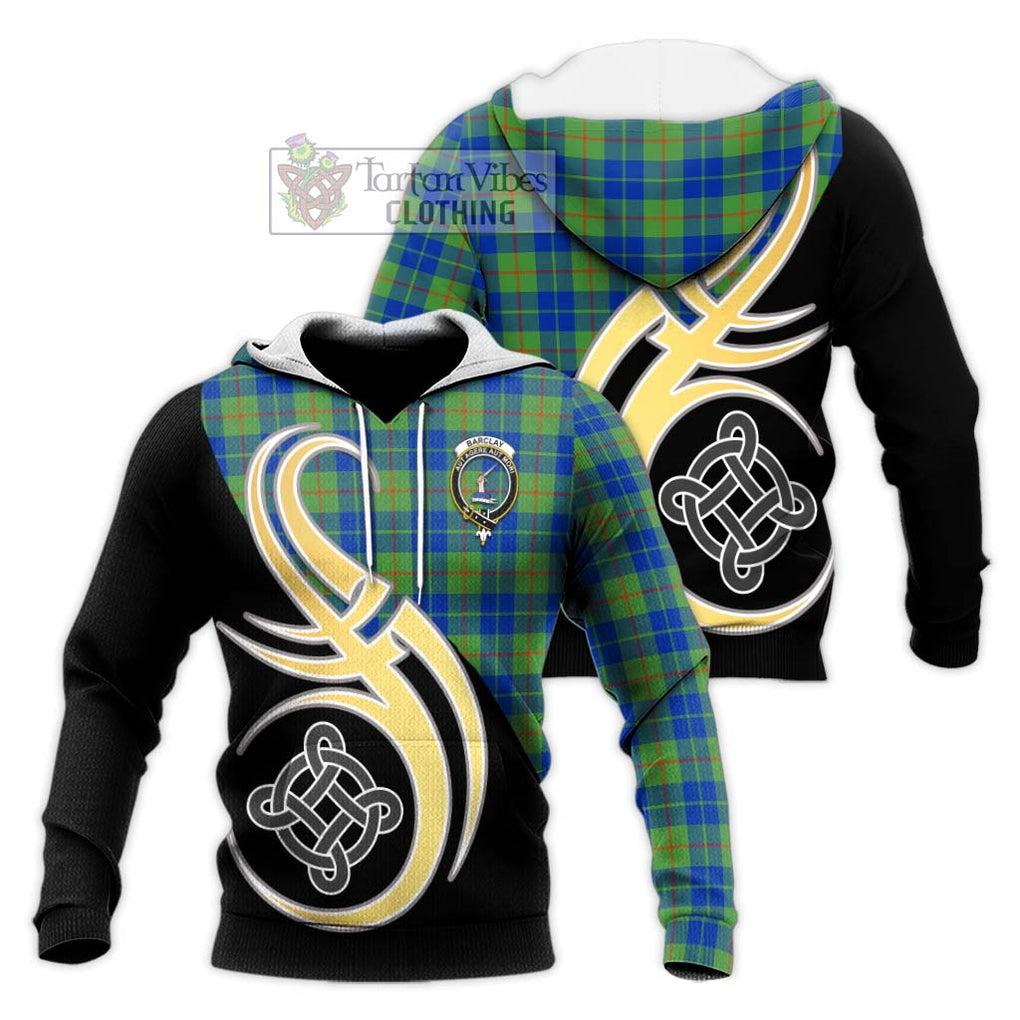 Barclay Hunting Ancient Tartan Knitted Hoodie with Family Crest and Celtic Symbol Style Unisex Knitted Pullover Hoodie - Tartan Vibes Clothing