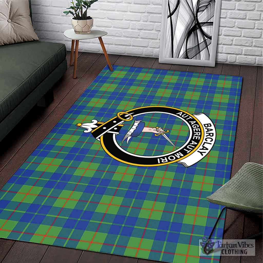 Tartan Vibes Clothing Barclay Hunting Ancient Tartan Area Rug with Family Crest