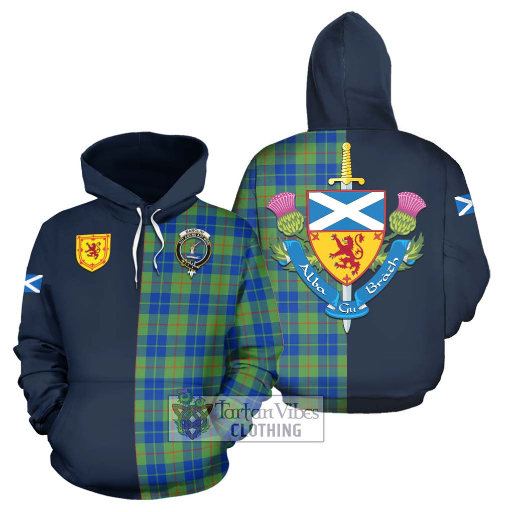 Tartan Vibes Clothing Barclay Hunting Ancient Tartan Hoodie with Scottish Lion Royal Arm Half Style