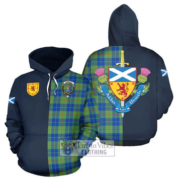 Barclay Hunting Ancient Tartan Hoodie Alba with Scottish Lion Royal Arm Half Style