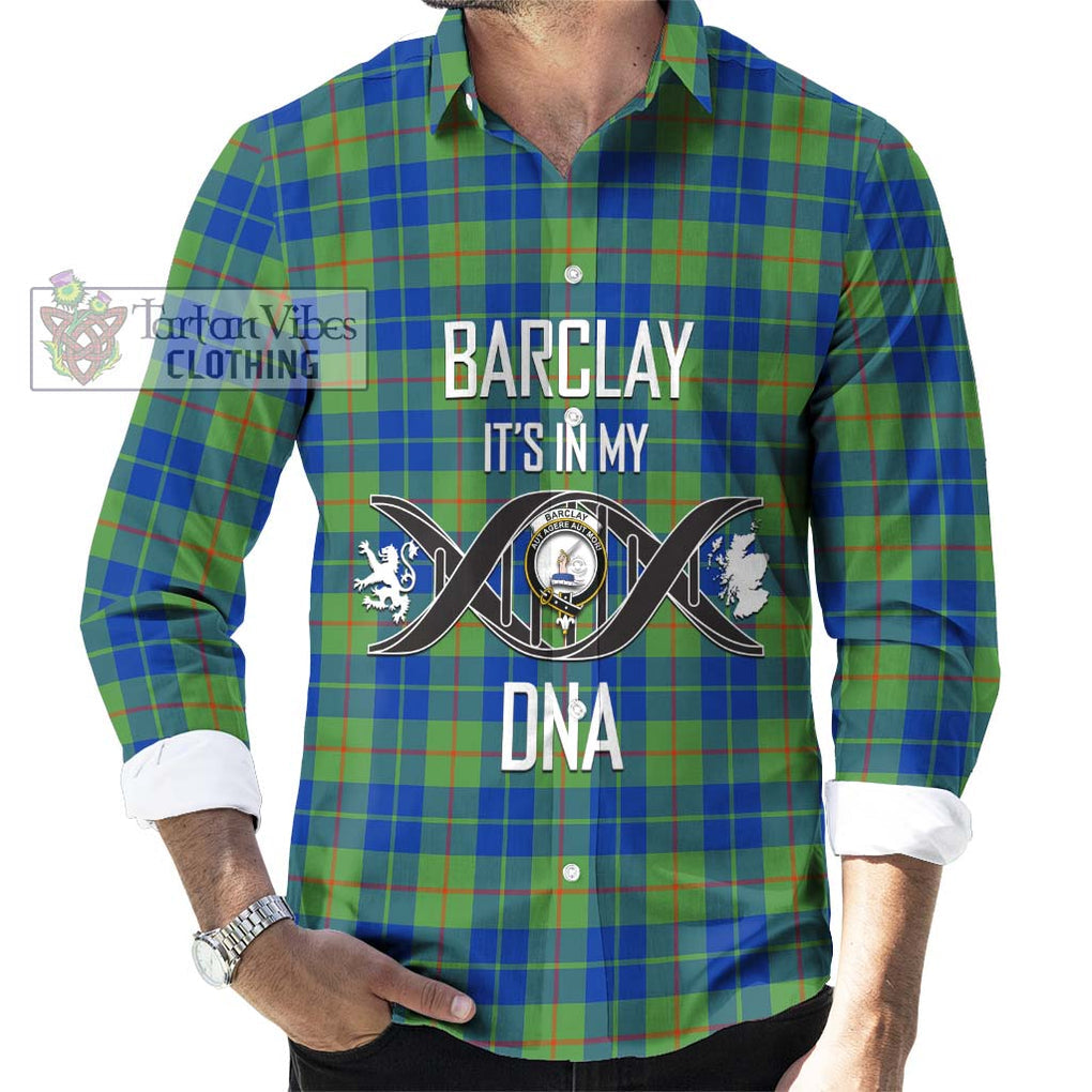 Barclay Hunting Ancient Tartan Long Sleeve Button Shirt with Family Crest DNA In Me Style Men's Shirt S - Tartanvibesclothing Shop