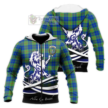 Barclay Hunting Ancient Tartan Knitted Hoodie with Alba Gu Brath Regal Lion Emblem