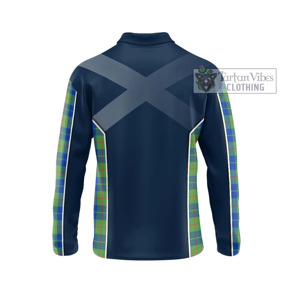 Barclay Hunting Ancient Tartan Long Sleeve Polo Shirt with Family Crest and Lion Rampant Vibes Sport Style - Tartan Vibes Clothing